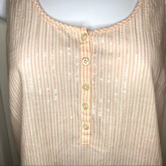 JCrew Factory Stripe Sequin Cotton Tank Peach 2 - Picture 5 of 8
